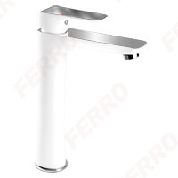 Tina White/Chrome - baterie stativa lavoar inalta, cu ventil click-clack