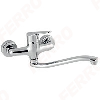 Iris New - Baterie perete lavoar cu pipa pivotanta, 25,5 cm, crom