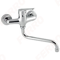 Iris New - Baterie perete lavoar cu pipa pivotanta, 25,5 cm, crom