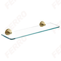 Glass shelf, brushed gold