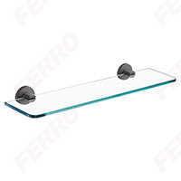 Glass shelf, gun metal