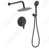 Algeo Black - Sistem de dus 5 in 1 baterie dus ingropata cu cap dus fix si para dus mobila, negru