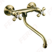 Antica - Wall-mounted sink mixer, old bronze