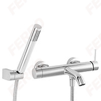 Shower set with wall-mounted bath mixer, chrome