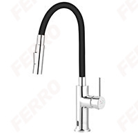Distanza - Sink sensor mixer with flexible spout and 2-function aerator, black/chrome