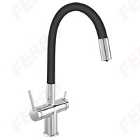 Filtrata - Baterie inalta pentru chiuveta cu apa filtrata, negru/crom