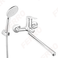 Isso - Wall-mounted bathtub/wasbasin mixer with shower connection, chrome