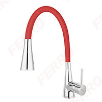 Zumba II - standing sink mixer with flexible spout, red