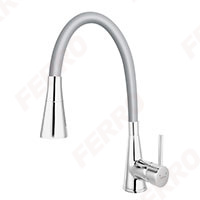 Zumba II - standing sink mixer with flexible spout, silver