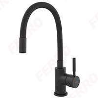 Zumba Nero - standing sink mixer with flexible spout, all black