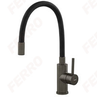 Zumba Gun Metal - Baterie stativa bucatarie cu pipa flexibila, gun metal