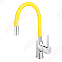 Zumba - standing sink mixer with flexible spout, yellow