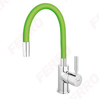 Zumba - standing sink mixer with flexible spout, green