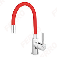 Zumba - standing sink mixer with flexible spout, red