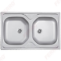 Double bowl sink 50x80 cm, smooth