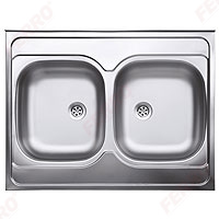 Double bowl sink 60x80 cm, smooth