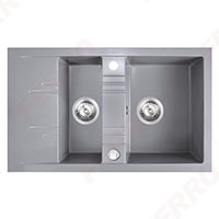 Mezzo II - Double kitchen sink 79x48 cm, grey