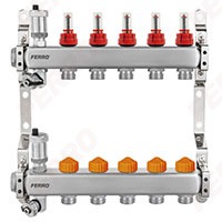 Stainless steel manifold F-PRO with automatic ﬂow control