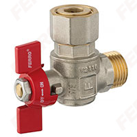 Angle ball valve with butterfly and half-union, female-male