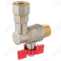 Angle ball valve with butterfly placed under the bodyand 1/2 half-union, female-male