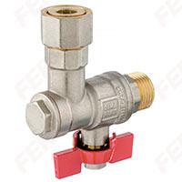 Angle ball valve with butterfly placed under the body and 1/2 half-union, female-male