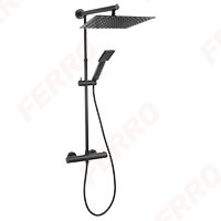 Trevi Square Black - rainfall shower system and thermostatic mixer