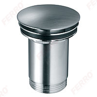 Донный клапан Rotondo ⁵⁄₄”, латунь, матовый никель,  для умывальников с переливом