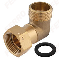 Angle half pipe union with gasket, F-M