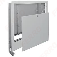Flush-mounted depth-adjustable cabinet with front panel