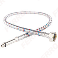 Stainless steel braided connection hose 1/2”×M10×1, with long tip