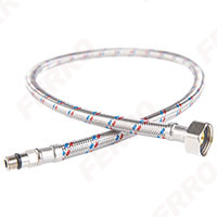 Stainless steel braided connection hose 1/2”×M10×1, with short tip