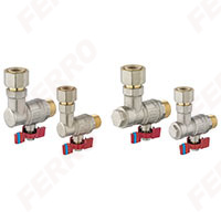 Angle ball valves set for a 2-function boiler