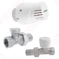 1/2” straight thermostatic set with thermostatic head with the possibility of limiting the setting range and a control valve with presetting