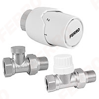 Set robineti radiator drepti ½” cu cap termostatic