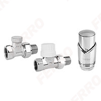 Decorative straight thermostatic set, chrome