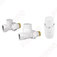 Set robineti radiator drepti 1/2” cu cap termostatic, alb