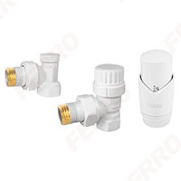 Set robineti radiator decorativi coltari cu cap termostatic, alb
