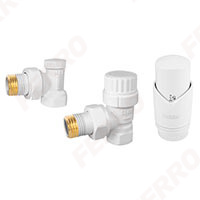 Decorative angle thermostatic set, white