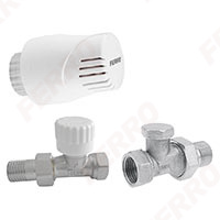 Straight 1/2” thermostatic set with presetting valve and thermostatic head with 16°C limit