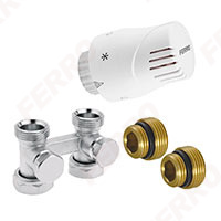 Thermostatic set for bottom connected radiators, straight
