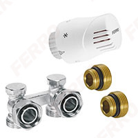 Thermostatic set for bottom connected radiators, angle