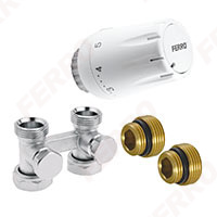 Thermostatic set for bottom connected radiators, straight