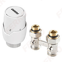 Thermostatic set for bottom connected radiators, straight