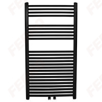 Bathroom heater - straight, V-type connection, black