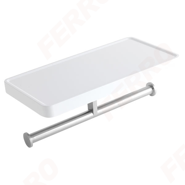 Emotion - Etajera cu suport dublu pentruhartie igienica, alb/inox
