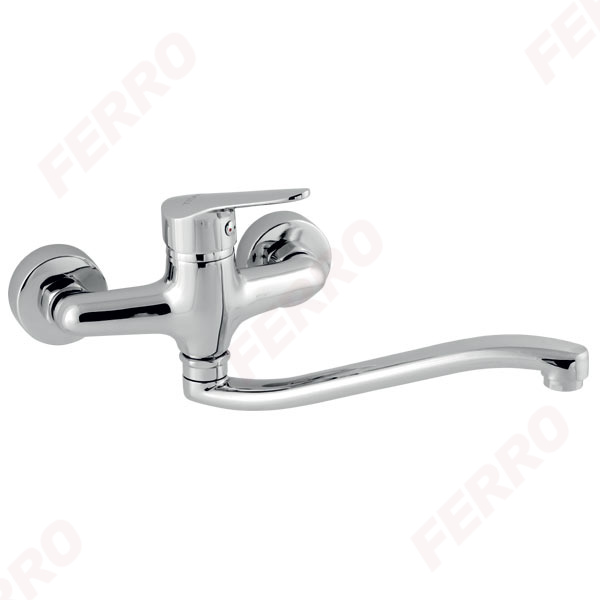 Iris New - Baterie perete lavoar cu pipa pivotanta, 25,5 cm, crom