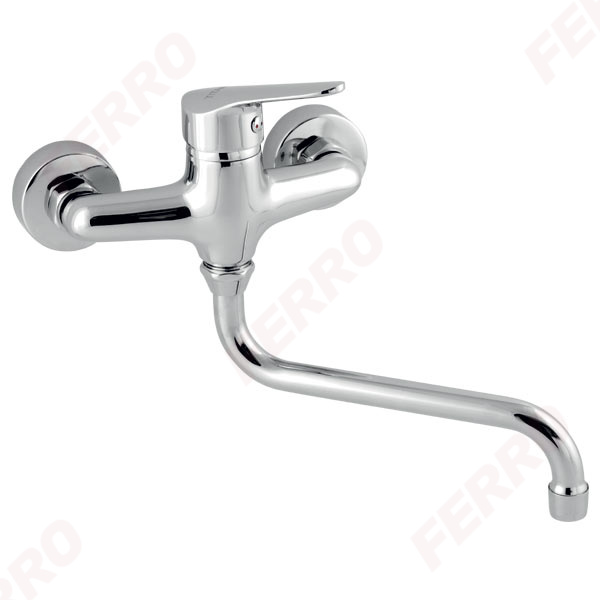 Iris New - Baterie perete lavoar cu pipa pivotanta, 25,5 cm, crom