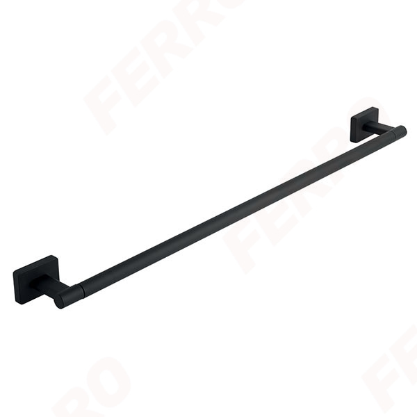 GRETA BLACK single towel rail 600 mm