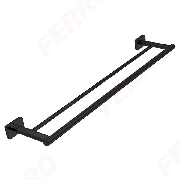 GRETA BLACK double towel rail 600 mm