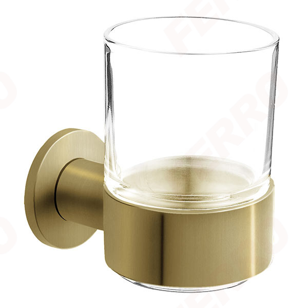 Toothbrush holder, brushed gold